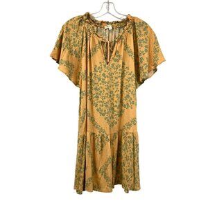 La Lavon. Women’s Floral Shift Dress Short Sleeve Orange/Green Size Small